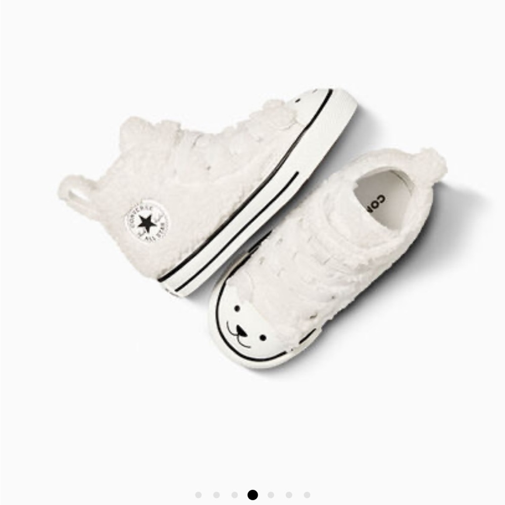 Toddler Converse All Star Easy On White Faux Sherpa Teddy Bear